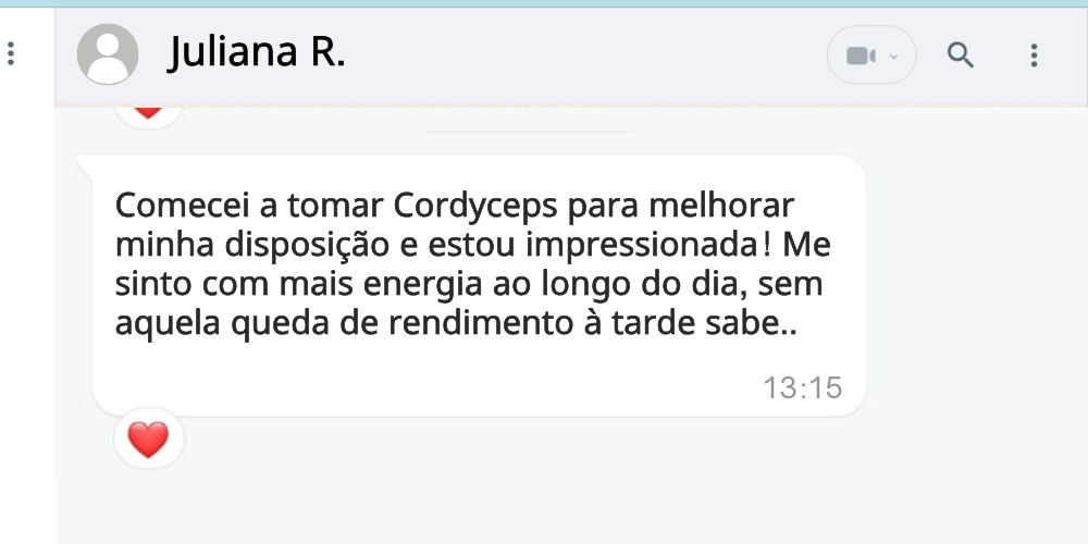 Depoimento de cliente sobre o extrato de cordyceps